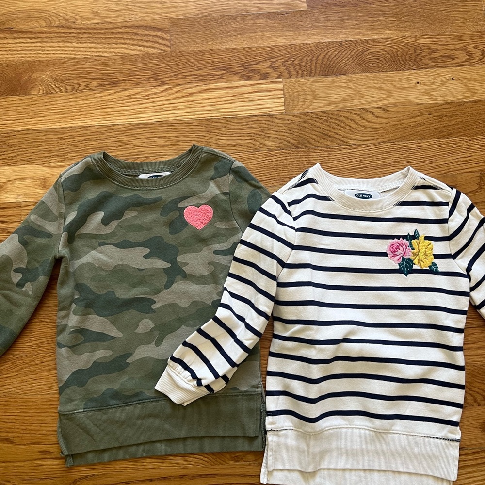 Old Navy Camouflage and Striped Sweatshirts